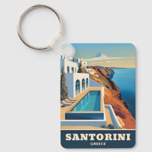 Llavero Santorini Grecia Paisaje Costero Viajes Antiguos