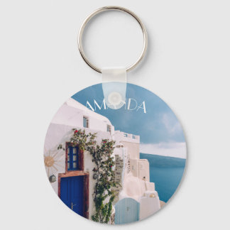 Llavero Santorini Grecia - puerta azul en santorini grecia