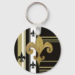 Llavero Santos Fleur de lis negro y dorado