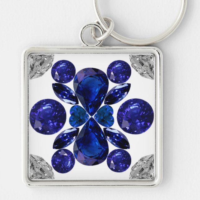 Llavero Sapphire Diamond Gemstone Art Blue Keychain (Frente)