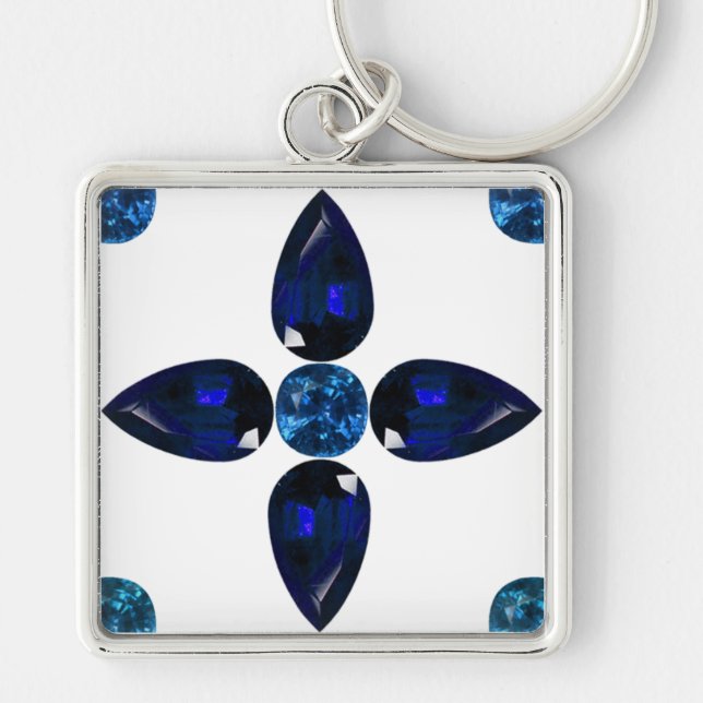 Llavero Sapphire Gemstone Art, Blue Keychain (Frente)