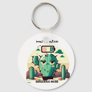 Llavero Sarcastic Cactus with Low Battery