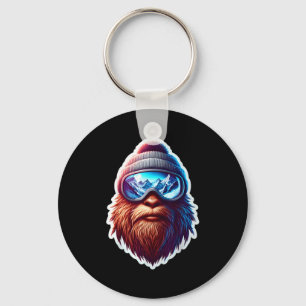 Llavero Sasquatch esquiando nieve esquiador de pies grande