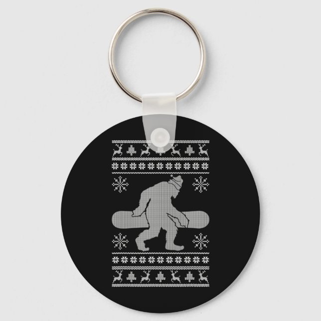 Llavero Sasquatch Going Snowboard Navidades feos Bigfoo (Anverso)