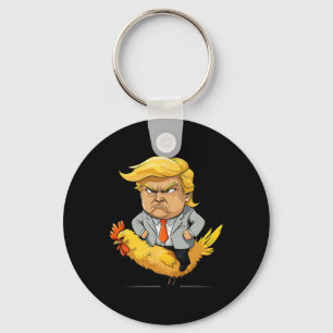 Llavero Sátira sobre el ajedrez de los pollos de Trump - H