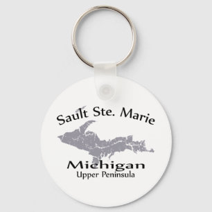 Llavero Sault Ste Marie Michigan Map Design Keychain