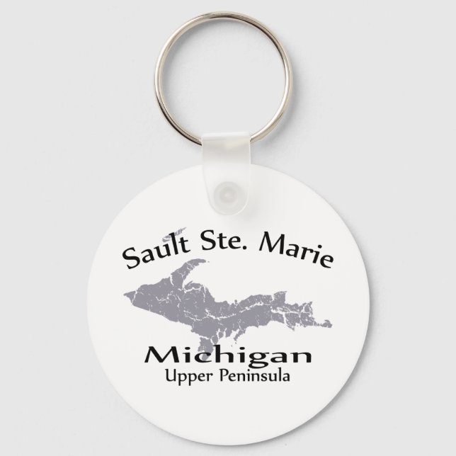 Llavero Sault Ste Marie Michigan Map Design Keychain (Anverso)