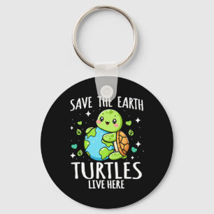 Llavero Save Earth Turtle Design - Dia divertida sobre la