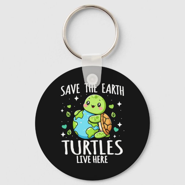 Llavero Save Earth Turtle Design - Dia divertida sobre la  (Anverso)