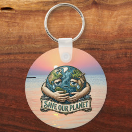 Llavero Save Our Planet Crying Earth Eco Awareness 
