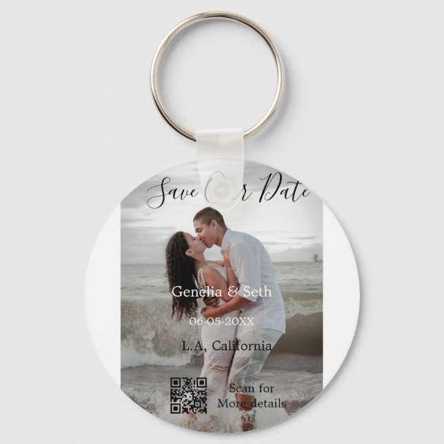 Llavero Save the date simple minimal QR scan code details  (Anverso)
