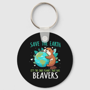 Llavero Save the Earth Beaver Design - Funny Earth Day Ani