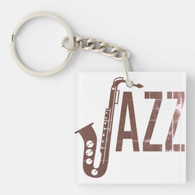 Llavero Sax de la tipografía de jazz (Frente)