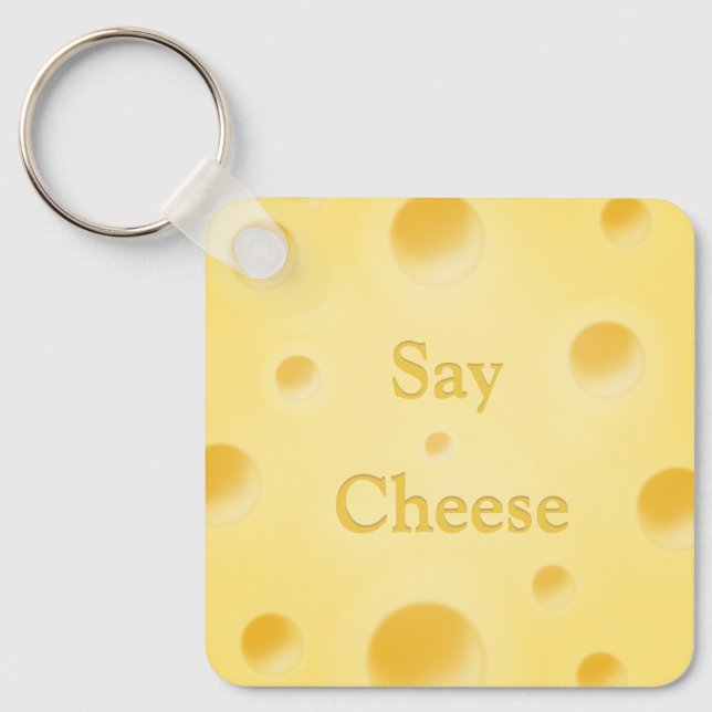 Llavero "Say Cheese" (Di queso) Personalizado de trozos de (Anverso)