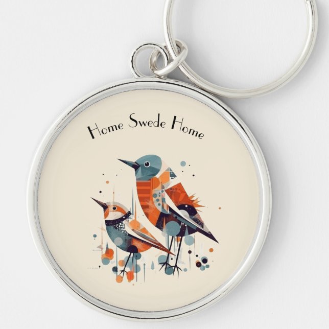 Llavero Scandi Aviary Duet, personalizado (Frente)