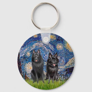 Llavero Schipperkes (dos) - Noche estrellada