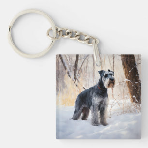 Llavero Schnauzer Deja que nieve Navidad