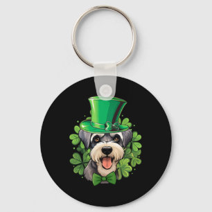 Llavero Schnauzer divertido minimalista de San Patricio