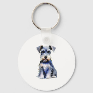 Llavero Schnauzer en miniatura de acuarela