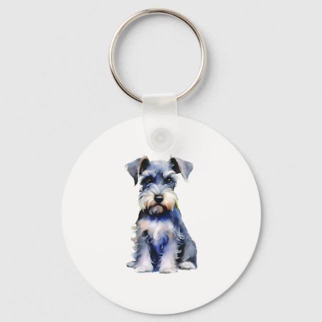 Llavero Schnauzer en miniatura de acuarela (Anverso)