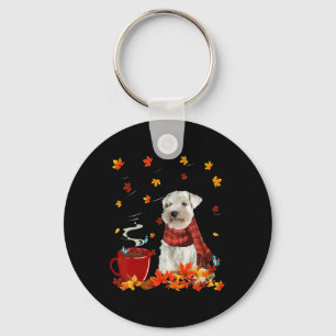 Llavero Schnauzer Fall Red Scarf Ototumt Leaf For Dog Love