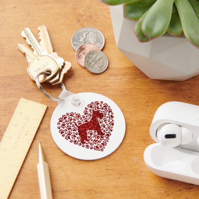 Llavero Schnauzer Silhouette Heart Paws Print - Dog Lover (Escritorio )