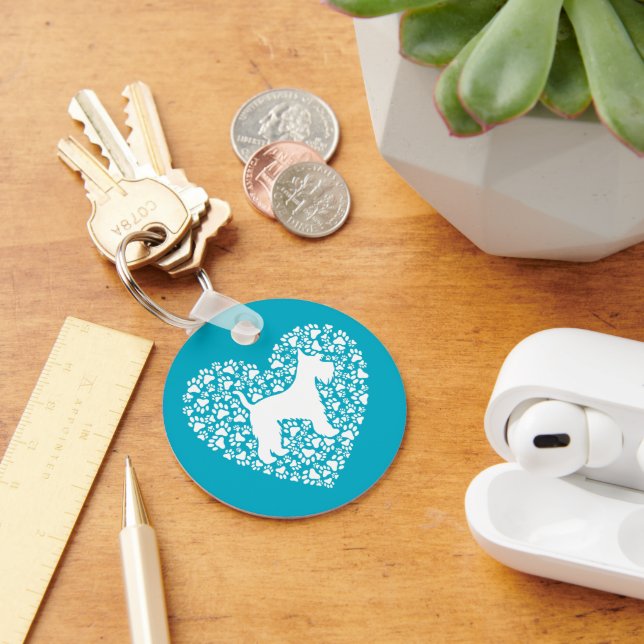 Llavero Schnauzer Silhouette Heart Paws Print - Dog Lover (Escritorio )
