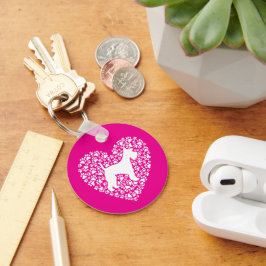 Llavero Schnauzer Silhouette Heart Paws Print - Dog Lover