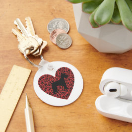Llavero Schnauzer Silhouette Heart Paws Print - Dog Lover