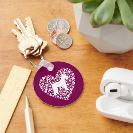 Llavero Schnauzer Silhouette Heart Paws Print - Dog Lover