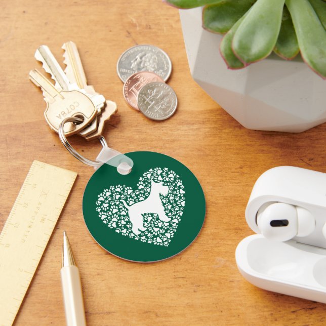 Llavero Schnauzer Silhouette Heart Paws Print - Dog Lover (Escritorio )