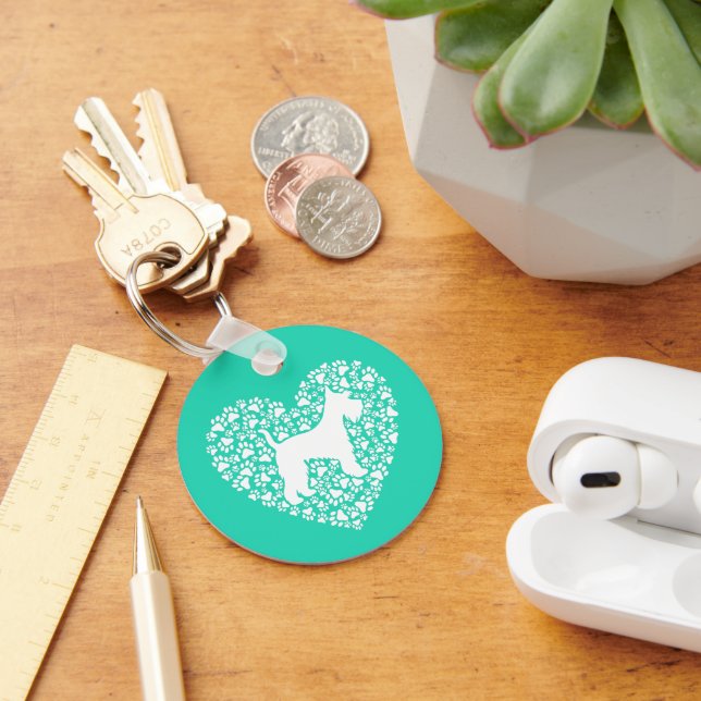 Llavero Schnauzer Silhouette Heart Paws Print - Dog Lover (Escritorio )