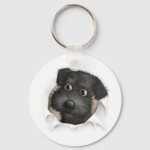 Llavero Schnoodle (negro) que revienta hacia fuera
