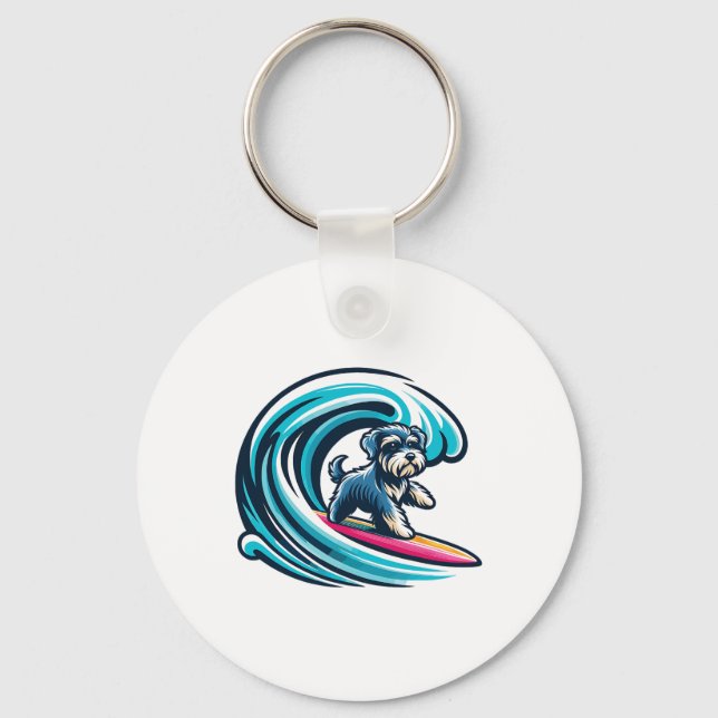 Llavero Schnoodle surfeando, Schnoodle montando olas (Anverso)