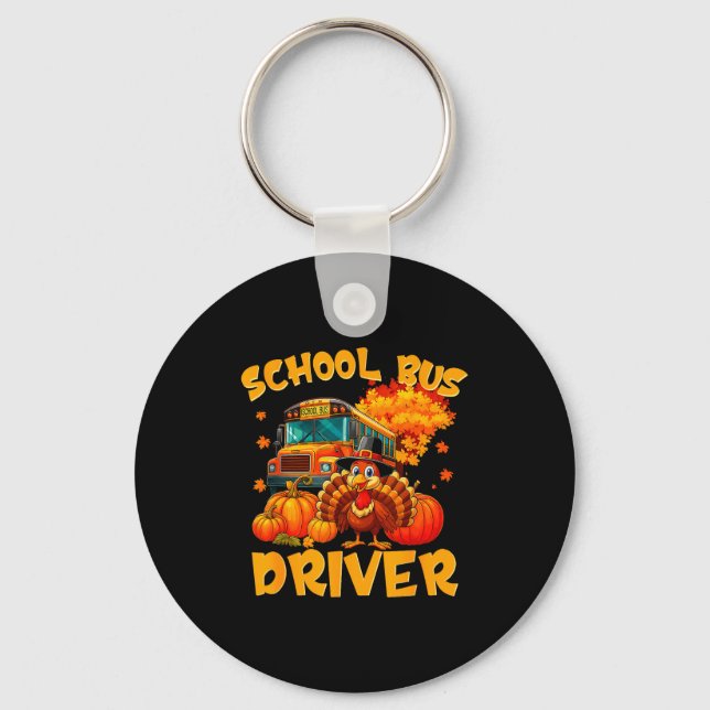 Llavero School Bus Driver Turkey Thanksgiving Gift  (Anverso)