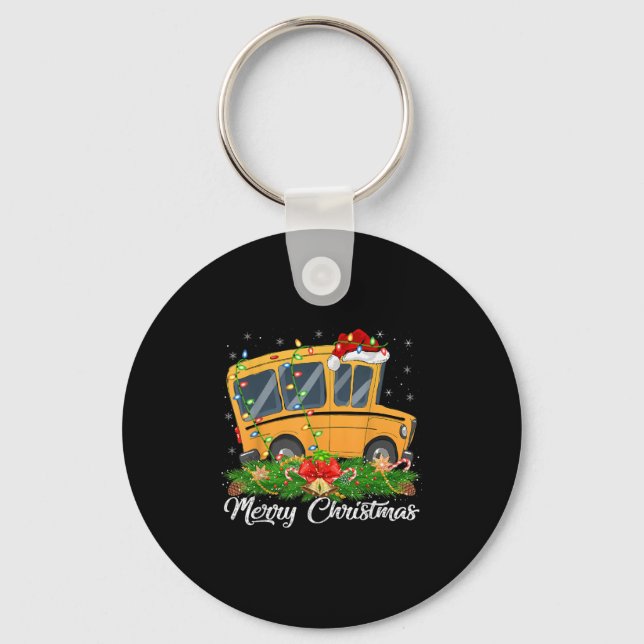 Llavero School Bus Lover Matching Santa Hat School Bus Chr (Anverso)