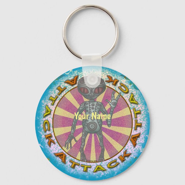 Llavero Scifi Robot Alien Attack nombre personalizado Keyc (Anverso)