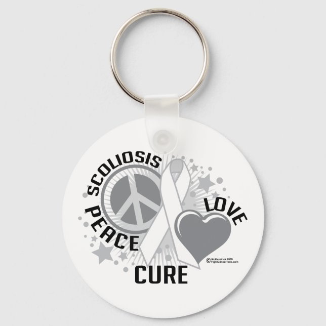 Llavero Scoliosis Peace Love Cure (Anverso)
