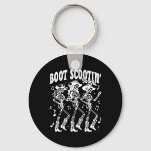 Llavero Scootin' Boogie Retro Oeste Skeleton Bailando vaca