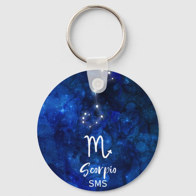Llavero Scorpio Constelación Zodiaca Galaxia Azul Monogram (Anverso)