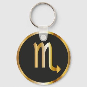 Llavero Scorpio Zodiac Sign, Black & Gold Keychain