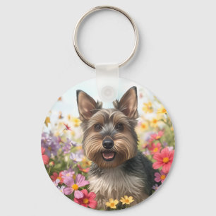 Llavero Scottie Power con flores de mayo