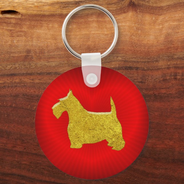 Llavero Scottish Terrier in Gold on Heart (Reverso )