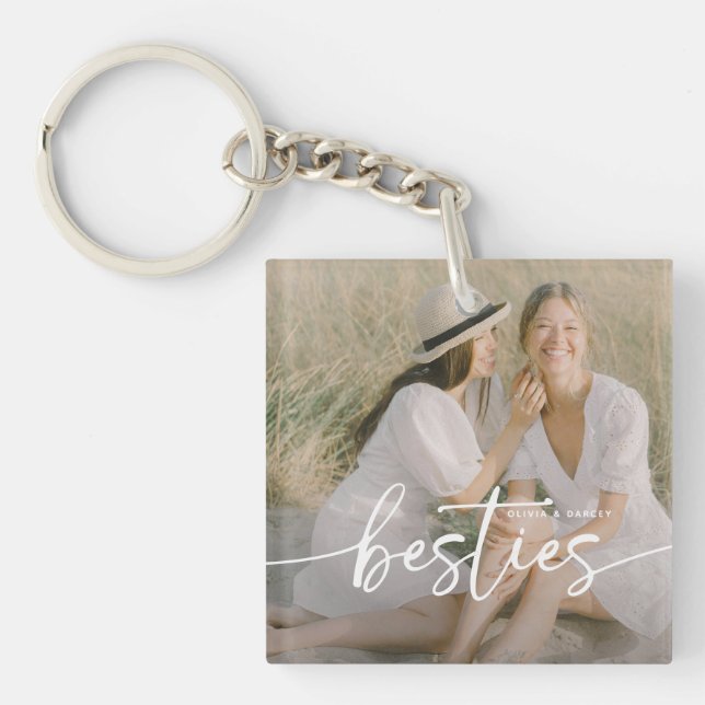 Llavero Script Besties 2x Photo Personalized (Frente)