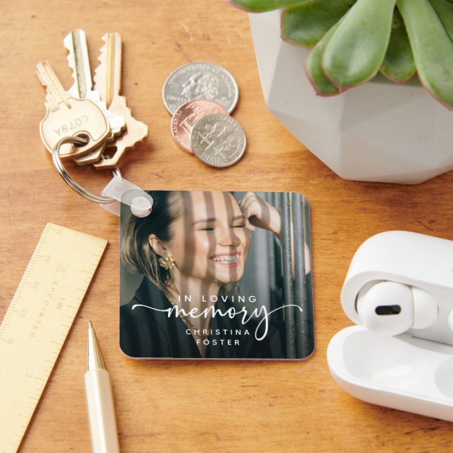 Llavero Script In Loving Memory Photo Memorial (Escritorio )