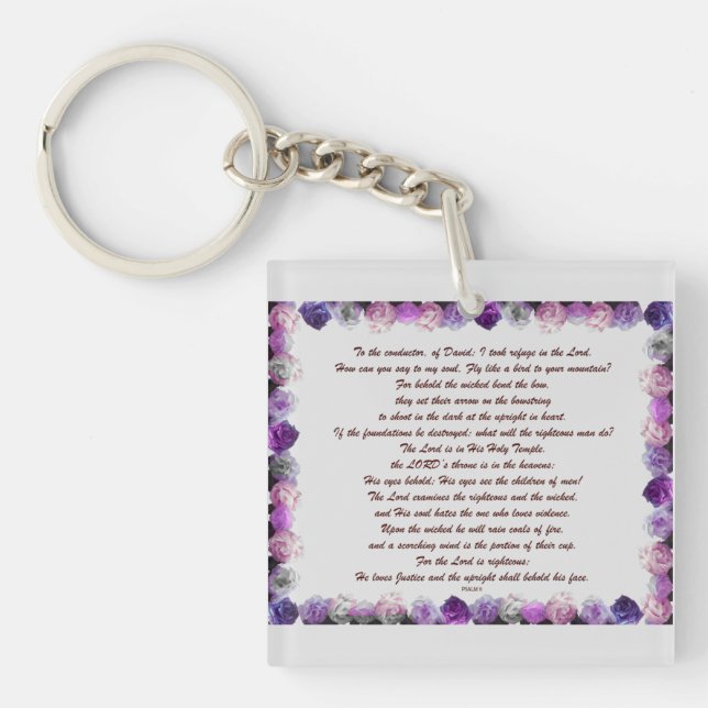 Llavero Scripture, Psalm 11, Purple Roses (Frente)