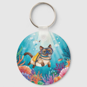 Llavero Scuba Cat está buceando bajo el agua