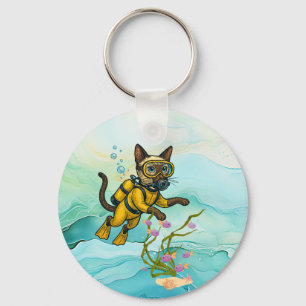 Llavero Scuba Cat se está sumergiendo bajo el agua