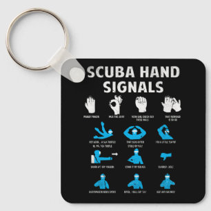 Llavero Scuba Señales A Mano Idioma Rótulos de buceo Bucea
