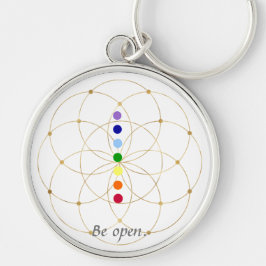 Llavero Sé abierto Chakra y semillas de la vida